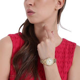 Buy Shop Michael Kors Lauryn Mother of Pearl White Dial Gold Steel Strap Watch for Women - MK3899 USA Online