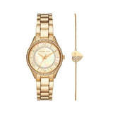 Buy Shop Michael Kors Lauryn Quartz Mother of Pearl Gold Dial Gold Steel Strap Watch For Women - MK4490 USA Online