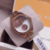 Buy Shop Michael Kors Lauryn Rose Gold Dial Brown Steel Strap Watch for Women - MK3757 USA Online