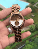 Buy Shop Michael Kors Lauryn Rose Gold Dial Brown Steel Strap Watch for Women - MK3757 USA Online