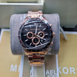 Buy Shop Michael Kors Layton Chronograph Black Dial Rose Gold Steel Strap Watch For Men - MK8824 USA Online