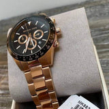Buy Shop Michael Kors Layton Chronograph Black Dial Rose Gold Steel Strap Watch For Men - MK8824 USA Online