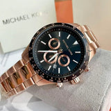 Buy Shop Michael Kors Layton Chronograph Black Dial Rose Gold Steel Strap Watch For Men - MK8824 USA Online