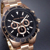 Buy Shop Michael Kors Layton Chronograph Black Dial Rose Gold Steel Strap Watch For Men - MK8824 USA Online