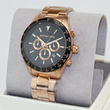 Buy Shop Michael Kors Layton Chronograph Black Dial Rose Gold Steel Strap Watch For Men - MK8824 USA Online