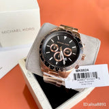 Buy Shop Michael Kors Layton Chronograph Black Dial Rose Gold Steel Strap Watch For Men - MK8824 USA Online