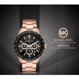 Buy Shop Michael Kors Layton Chronograph Black Dial Rose Gold Steel Strap Watch For Men - MK8824 USA Online