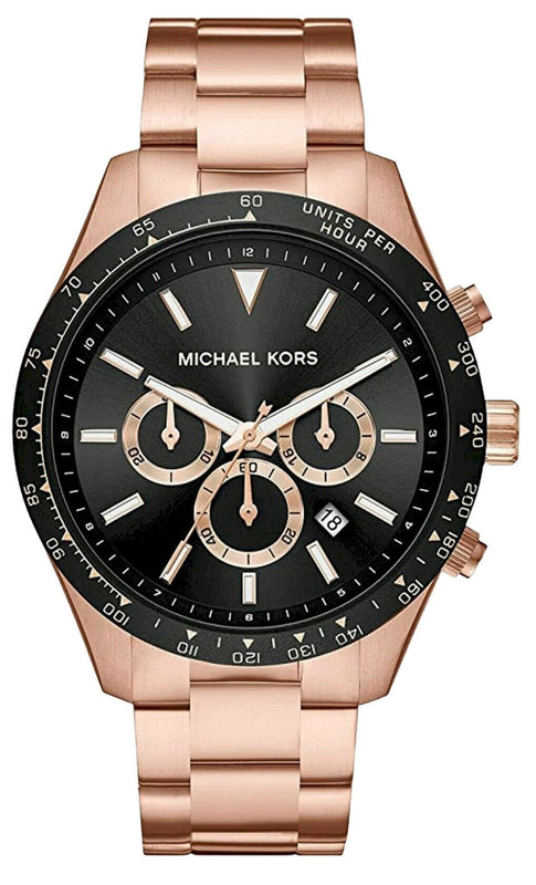 Buy Shop Michael Kors Layton Chronograph Black Dial Rose Gold Steel Strap Watch For Men - MK8824 USA Online