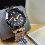 Buy Shop Michael Kors Layton Chronograph Black Dial Two Tone Steel Strap Watch For Men - MK8784 USA Online
