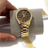 Buy Shop Michael Kors Layton Chronograph Brown Dial Gold Steel Strap Watch For Women - MK7296 USA Online