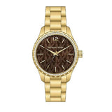 Buy Shop Michael Kors Layton Chronograph Brown Dial Gold Steel Strap Watch For Women - MK7296 USA Online