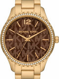 Buy Shop Michael Kors Layton Chronograph Brown Dial Gold Steel Strap Watch For Women - MK7296 USA Online