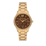 Buy Shop Michael Kors Layton Chronograph Brown Dial Gold Steel Strap Watch For Women - MK7296 USA Online