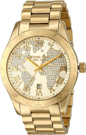 Buy Shop Michael Kors Layton Chronograph Gold Dial Gold Steel Strap Watch for Women - MK5959 USA Online