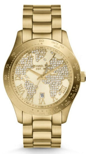 Buy Shop Michael Kors Layton Chronograph Gold Dial Gold Steel Strap Watch for Women - MK5959 USA Online
