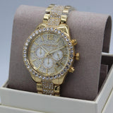 Buy Shop Michael Kors Layton Chronograph Gold Dial Gold Steel Strap Watch For Women - MK6977 USA Online