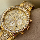 Buy Shop Michael Kors Layton Chronograph Gold Dial Gold Steel Strap Watch For Women - MK6977 USA Online