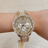 Buy Shop Michael Kors Layton Chronograph Gold Dial Gold Steel Strap Watch For Women - MK6977 USA Online