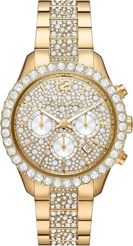 Buy Shop Michael Kors Layton Chronograph Gold Dial Gold Steel Strap Watch For Women - MK6977 USA Online