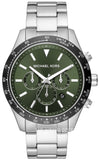 Buy Shop Michael Kors Layton Chronograph Green Dial Silver Steel Strap Watch For Men - MK8912 USA Online