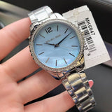 Buy Shop Michael Kors Layton Chronograph Mother of Pearl Blue Dial Silver Steel Strap Watch For Women - MK6847 USA Online