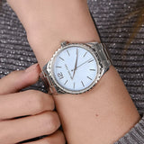 Buy Shop Michael Kors Layton Chronograph Mother of Pearl Blue Dial Silver Steel Strap Watch For Women - MK6847 USA Online