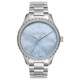 Buy Shop Michael Kors Layton Chronograph Mother of Pearl Blue Dial Silver Steel Strap Watch For Women - MK6847 USA Online