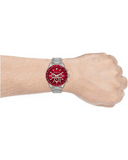 Buy Shop Michael Kors Layton Chronograph Red Dial Silver Steel Strap Watch For Men - MK8822 USA Online