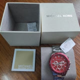 Buy Shop Michael Kors Layton Chronograph Red Dial Silver Steel Strap Watch For Men - MK8822 USA Online