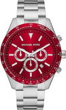 Buy Shop Michael Kors Layton Chronograph Red Dial Silver Steel Strap Watch For Men - MK8822 USA Online