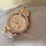 Buy Shop Michael Kors Layton Chronograph Rose Gold Dial Rose Gold Steel Strap Watch For Women - MK7285 USA Online