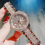Buy Shop Michael Kors Layton Chronograph Rose Gold Dial Rose Gold Steel Strap Watch For Women - MK7285 USA Online