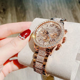 Buy Shop Michael Kors Layton Chronograph Rose Gold Dial Rose Gold Steel Strap Watch For Women - MK7285 USA Online