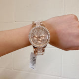Buy Shop Michael Kors Layton Chronograph Rose Gold Dial Rose Gold Steel Strap Watch For Women - MK7285 USA Online