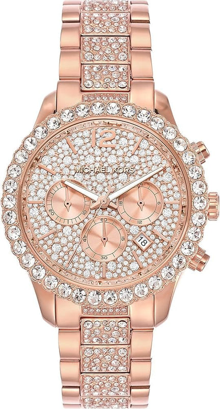 Buy Shop Michael Kors Layton Chronograph Rose Gold Dial Rose Gold Steel Strap Watch For Women - MK7285 USA Online