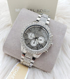 Buy Shop Michael Kors Layton Chronograph Silver Dial Silver Steel Strap Watch For Women - MK6976 USA Online