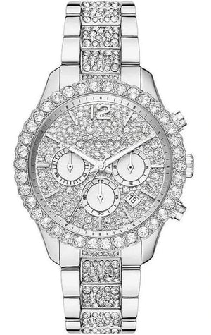 Buy Shop Michael Kors Layton Chronograph Silver Dial Silver Steel Strap Watch For Women - MK6976 USA Online