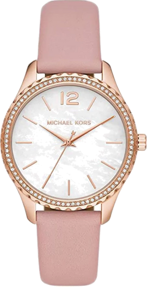 Buy Shop Michael Kors Layton Three-Hand White Dial Pink Leather Strap Watch for Women - MK2909 USA Online