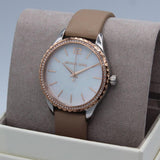 Buy Shop Michael Kors Layton Mother of Pearl White Dial Brown Leather Strap Watch For Women - MK2910 USA Online
