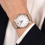 Buy Shop Michael Kors Layton Mother of Pearl White Dial Brown Leather Strap Watch For Women - MK2910 USA Online