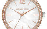 Buy Shop Michael Kors Layton Mother of Pearl White Dial Brown Leather Strap Watch For Women - MK2910 USA Online
