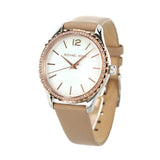 Buy Shop Michael Kors Layton Mother of Pearl White Dial Brown Leather Strap Watch For Women - MK2910 USA Online