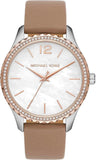 Buy Shop Michael Kors Layton Mother of Pearl White Dial Brown Leather Strap Watch For Women - MK2910 USA Online