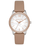 Buy Shop Michael Kors Layton Mother of Pearl White Dial Brown Leather Strap Watch For Women - MK2910 USA Online