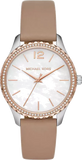Buy Shop Michael Kors Layton Mother of Pearl White Dial Brown Leather Strap Watch For Women - MK2910 USA Online