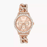 Buy Shop Michael Kors Layton Multifunction Crystals Rose Gold Dial Rose Gold Steel Strap Watch for Women - MK4654 USA Online