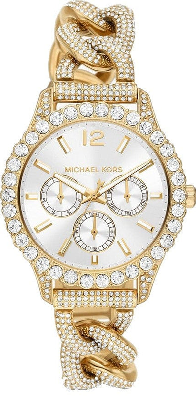Buy Shop Michael Kors Layton Multifunction Glitz Silver Dial Gold Steel Strap Watch for Women - MK4653 USA Online