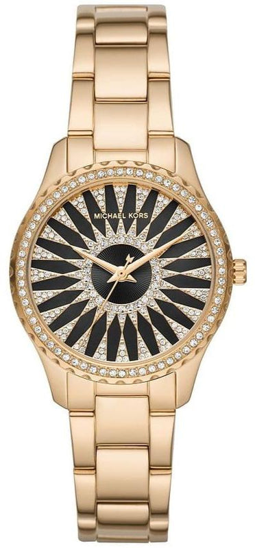 Buy Shop Michael Kors Layton Quartz Black Dial Gold Steel Strap Watch For Women - MK6892 USA Online