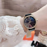 Buy Shop Michael Kors Layton Three Hand Mother of Pearl Black Dial Black Leather Strap Watch For Women - MK2911 USA Online