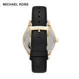 Buy Shop Michael Kors Layton Three Hand Mother of Pearl Black Dial Black Leather Strap Watch For Women - MK2911 USA Online